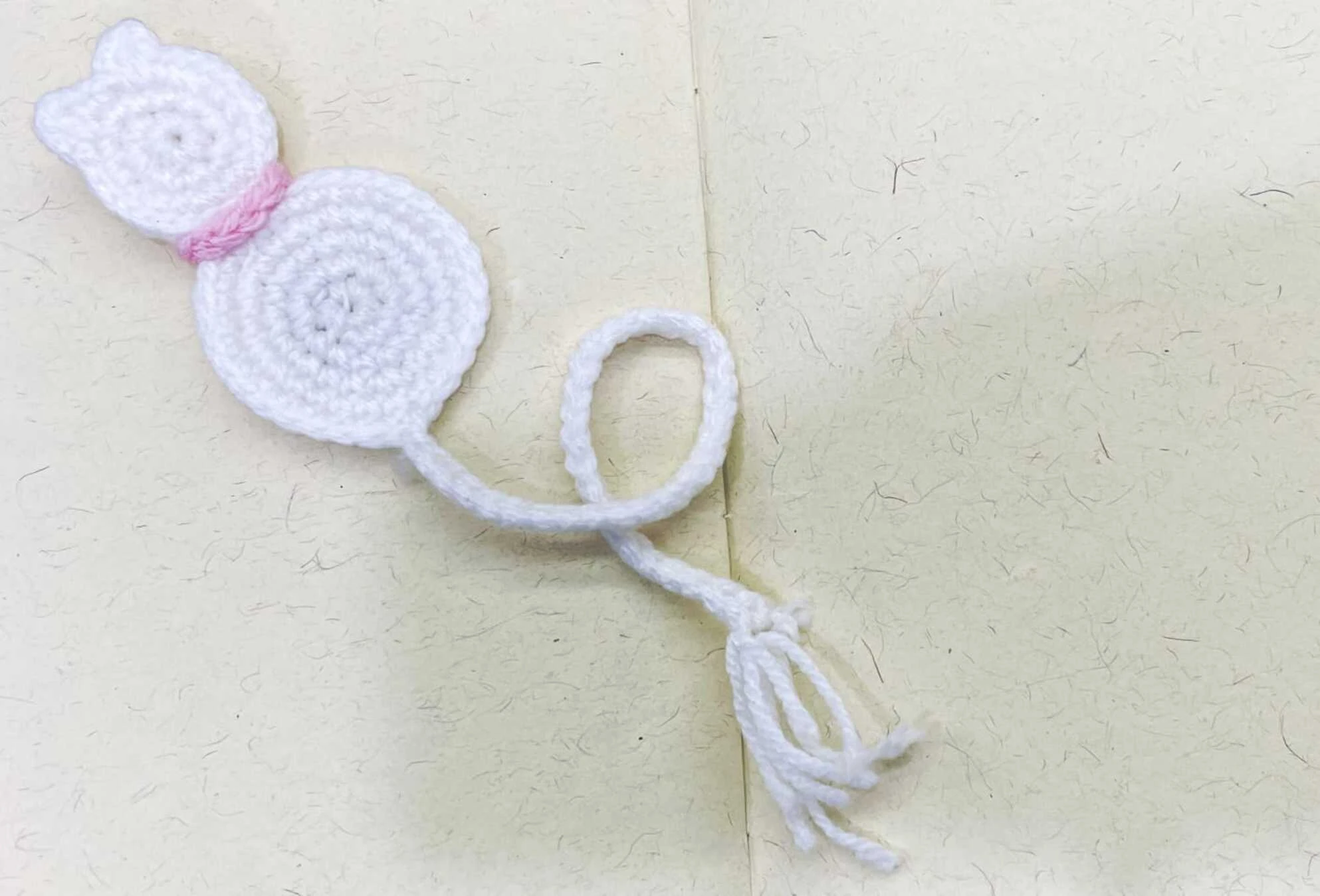Crochet  white cat bookmark