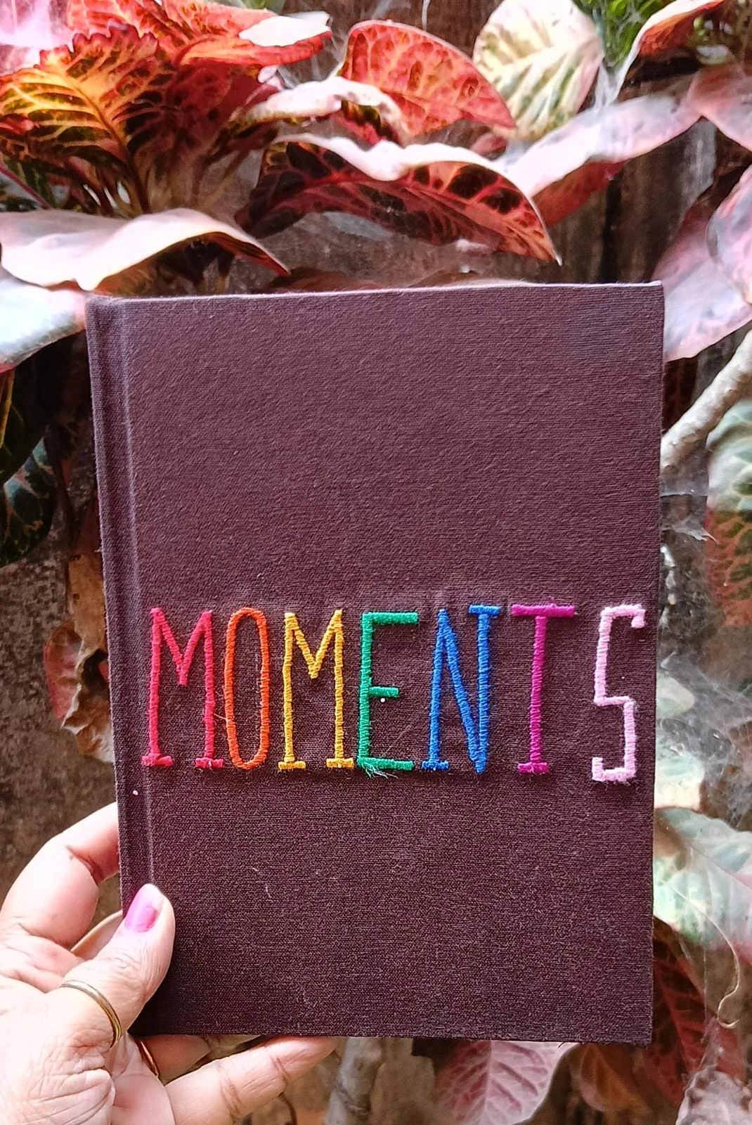 Embroidered 'Moments' Journal(brown)